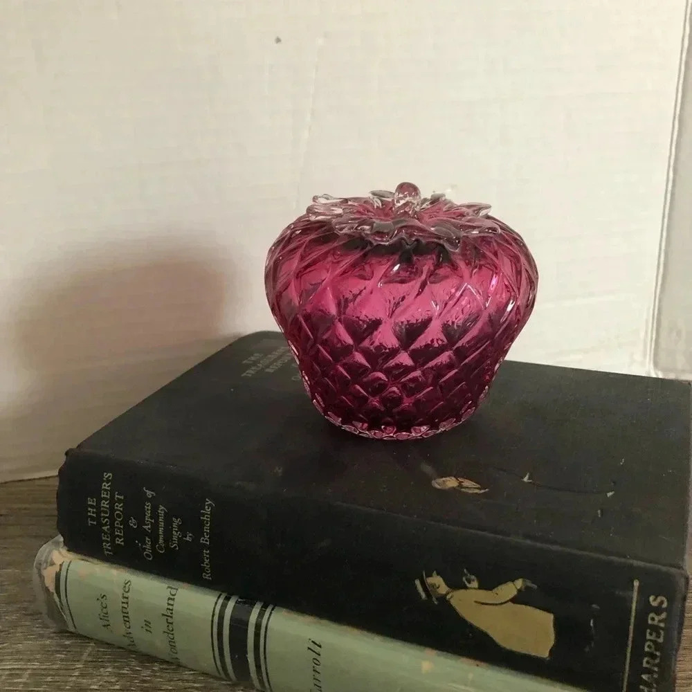Vintage Strawberry Glass Paperweight